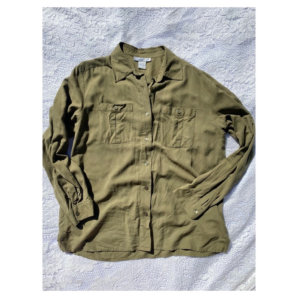 Vintage 100% Raw Silk Button Up Blouse